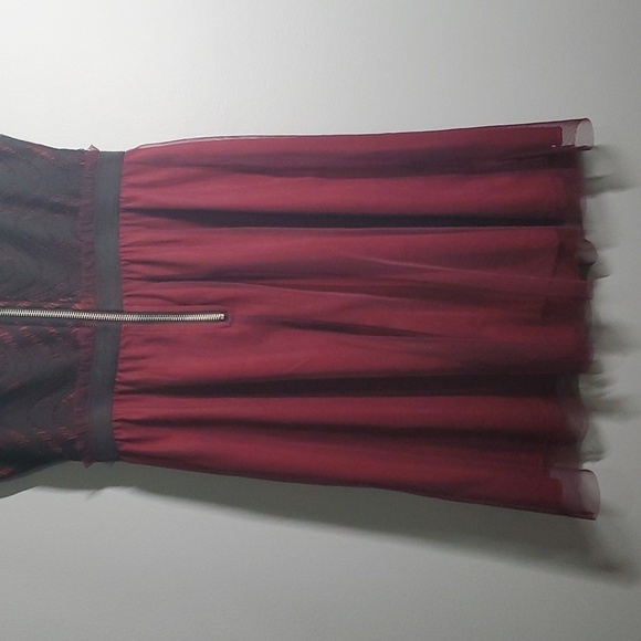 Speechless dress women's size medium M black burgundy lace crepe sleeveless - Picture 10 of 15